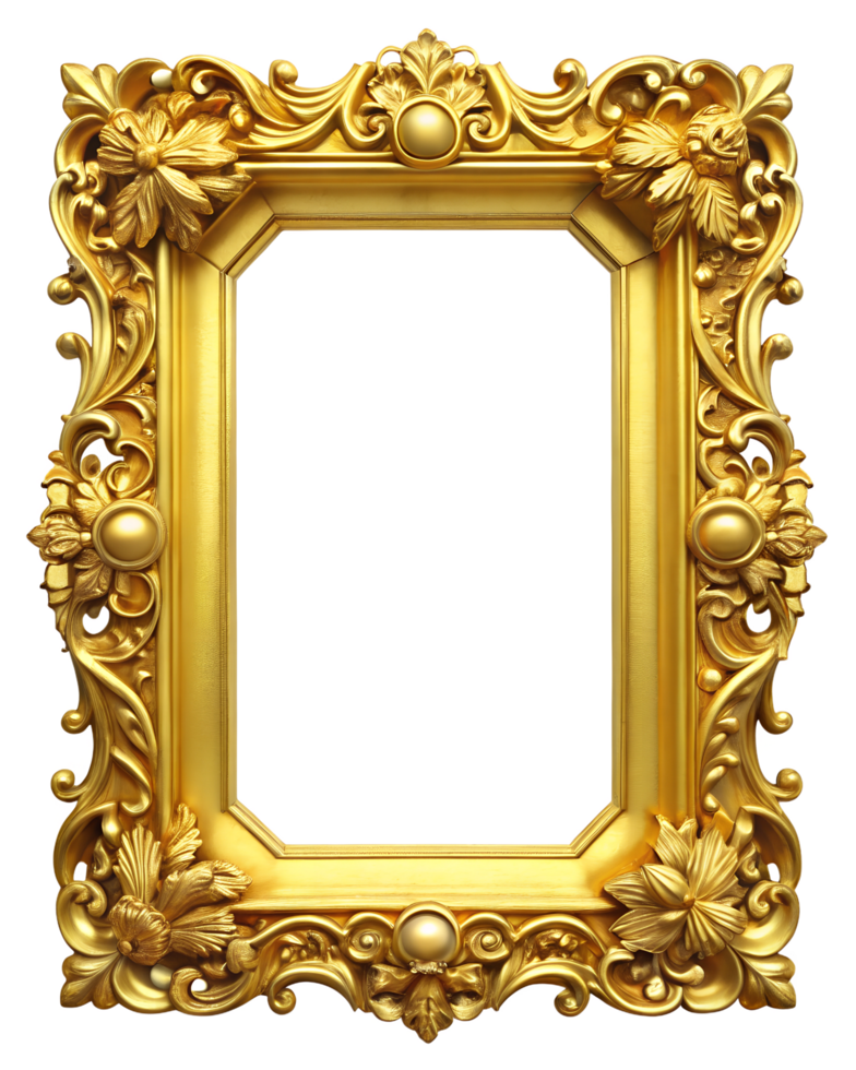Golden Photo Frame with White Background in Full HD 4K png