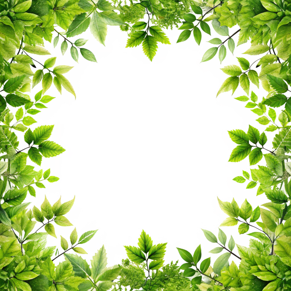 green leaves frame png