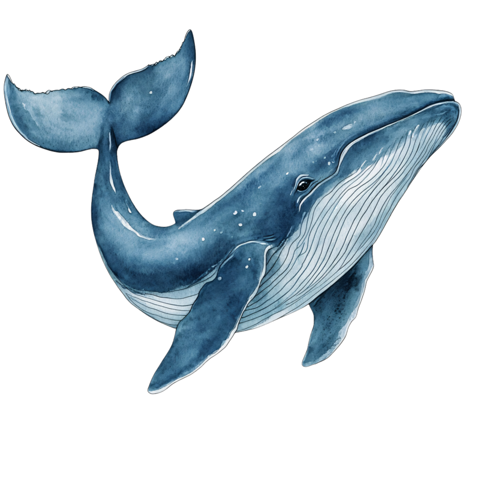 A blue whale is swimming in the water png