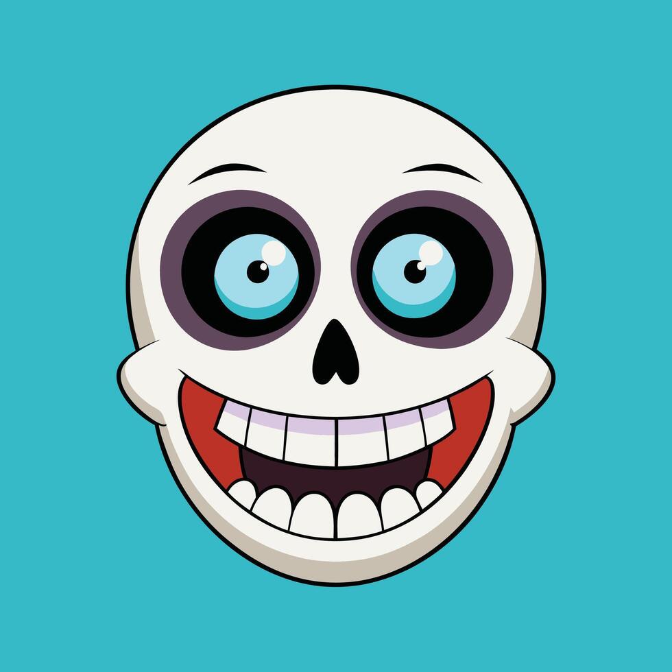 Simple cartoon skull with a wide grin and round, playful eyes artwork vector