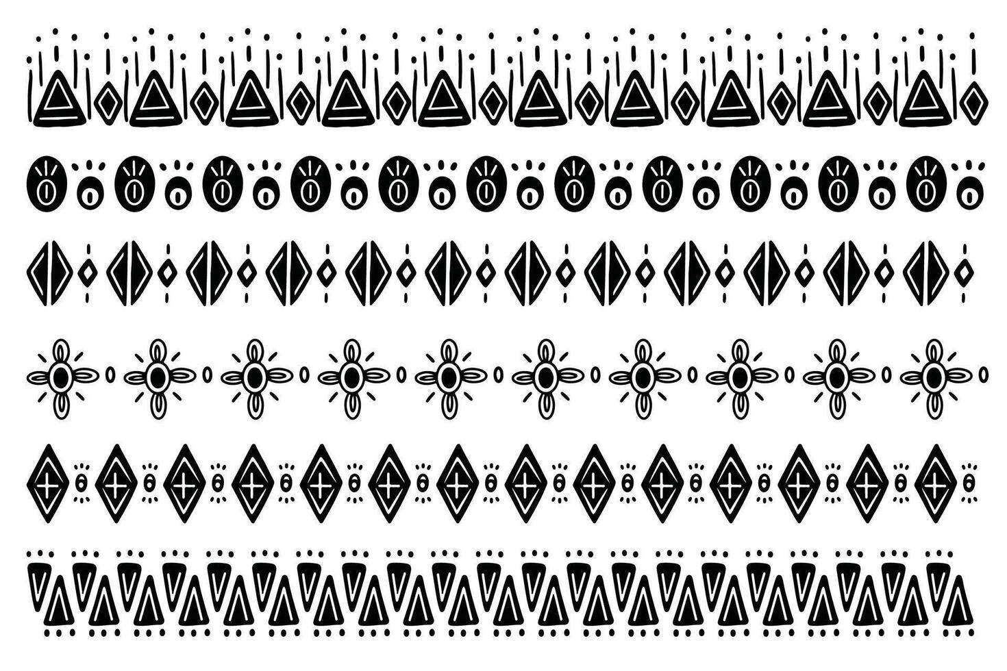 Ethnic traditional symbols with black and white. hand drawn doodle. geometric shapes for element, print and clothing vector