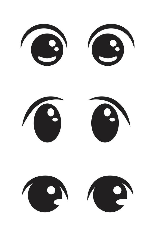 Anime eyes cartoon for element, facial expression, face and emotion vector