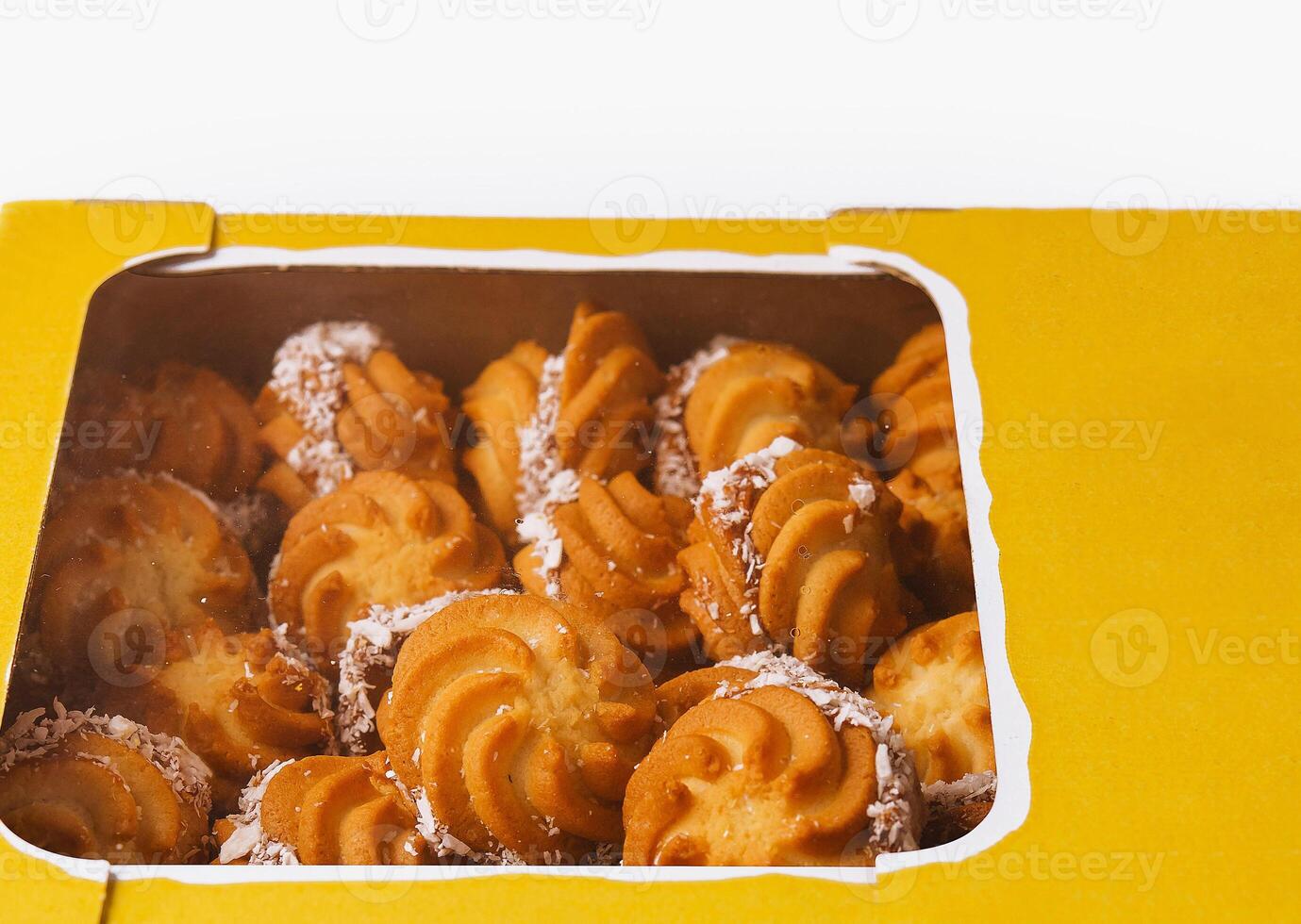 Box of traditional moldovan cookies isolated on white photo