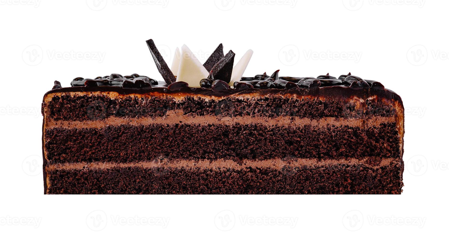 Delicious chocolate cake with chocolate cream filling and chocolate topping is waiting to be eaten photo
