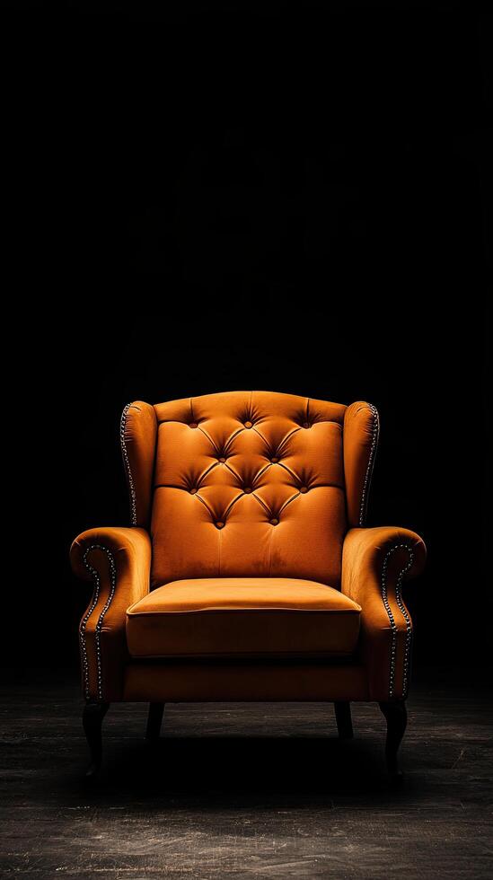 Armchair isolated on black background photo