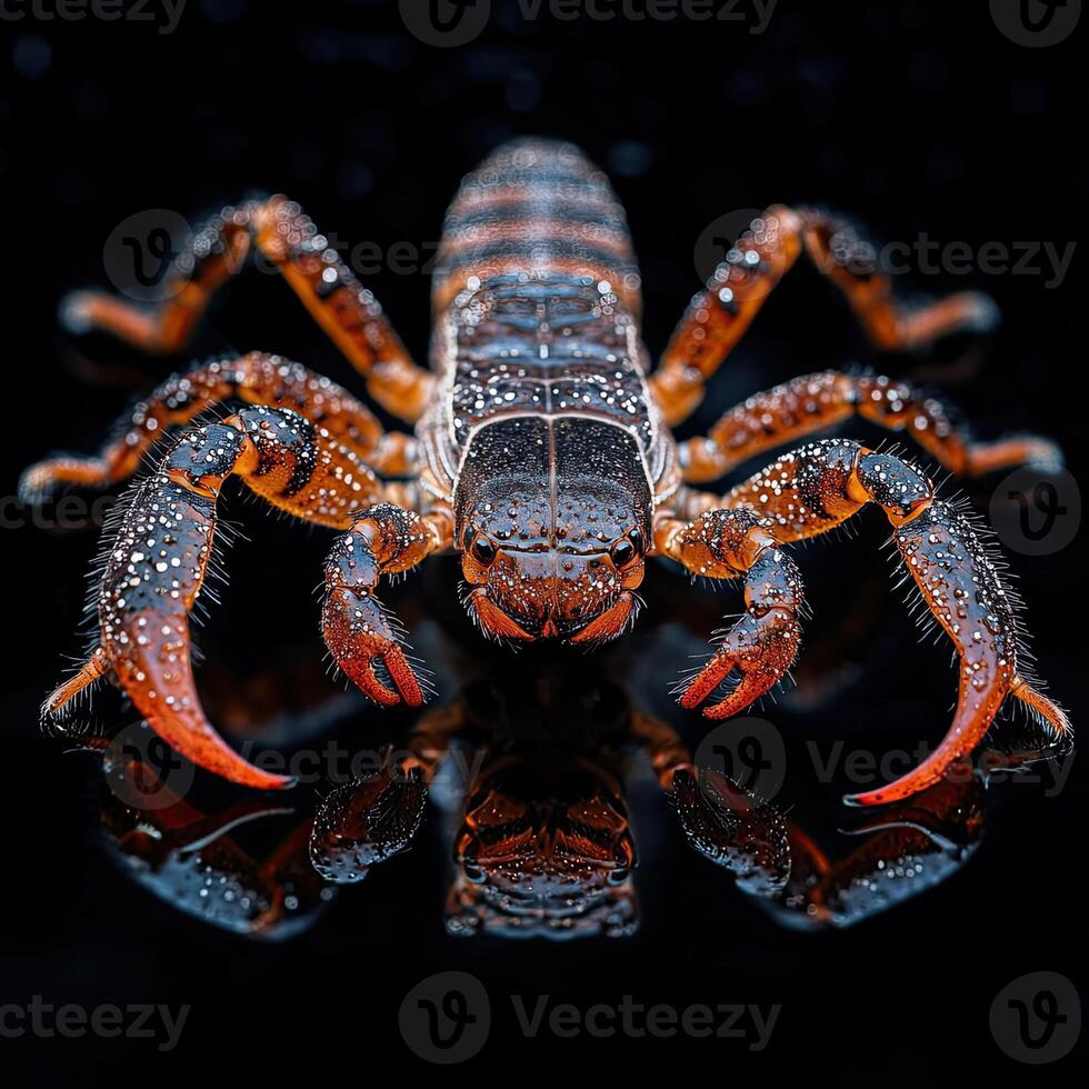 Scorpion isolated on black background photo
