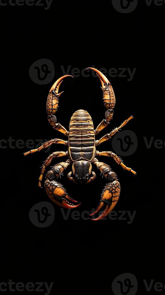 Scorpion isolated on black background photo