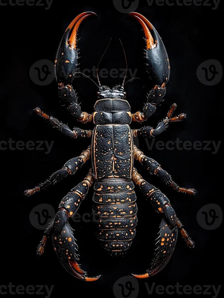 Scorpion isolated on black background photo