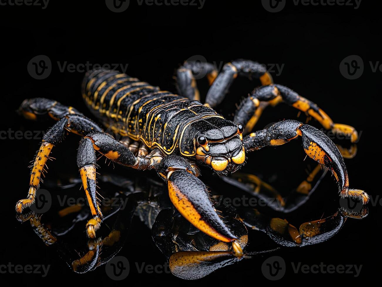 Scorpion isolated on black background photo