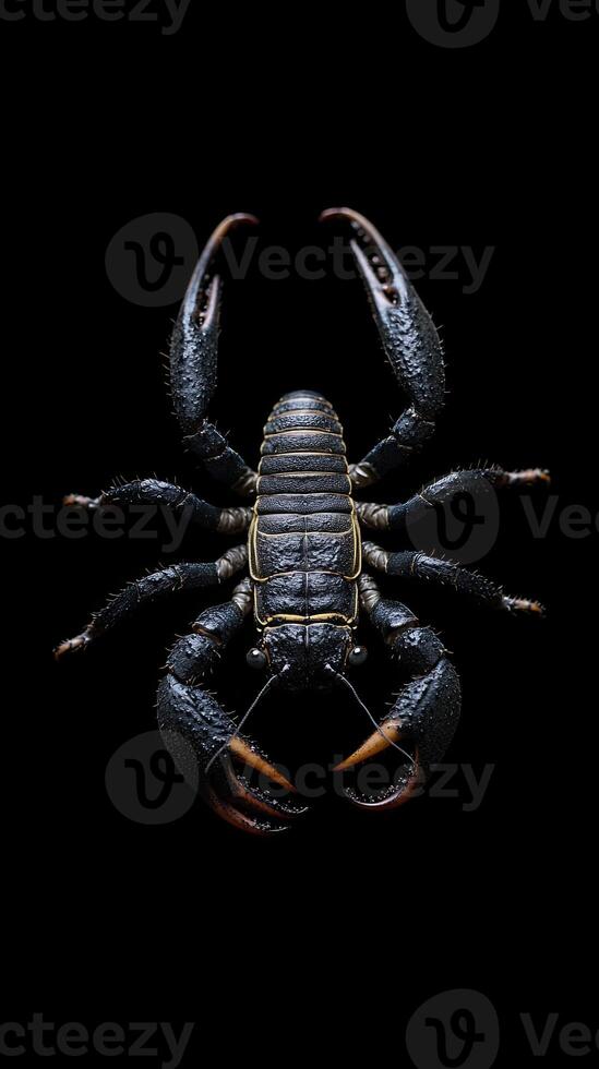 Scorpion isolated on black background photo