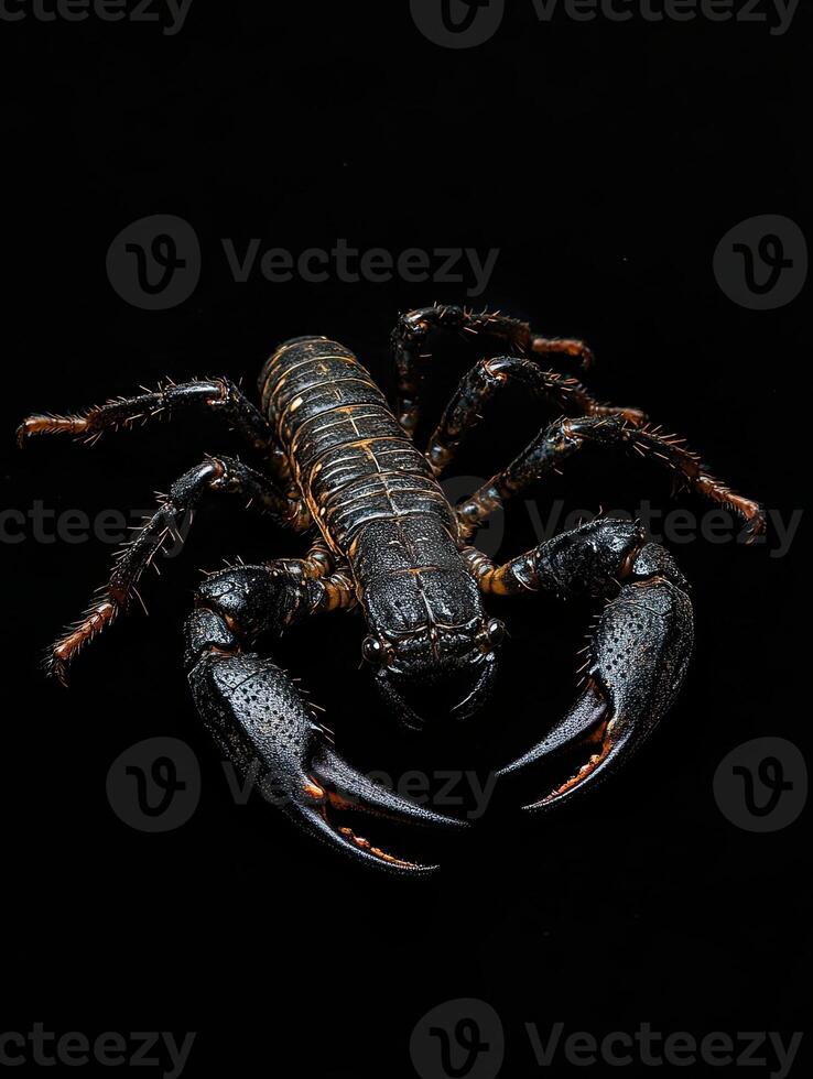 Scorpion isolated on black background photo