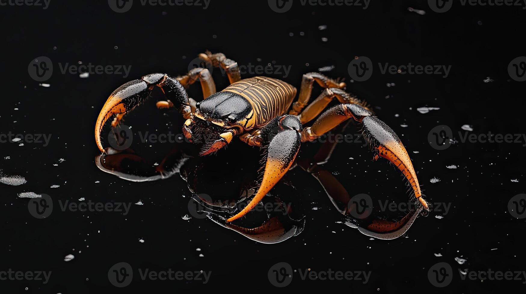 Scorpion isolated on black background photo