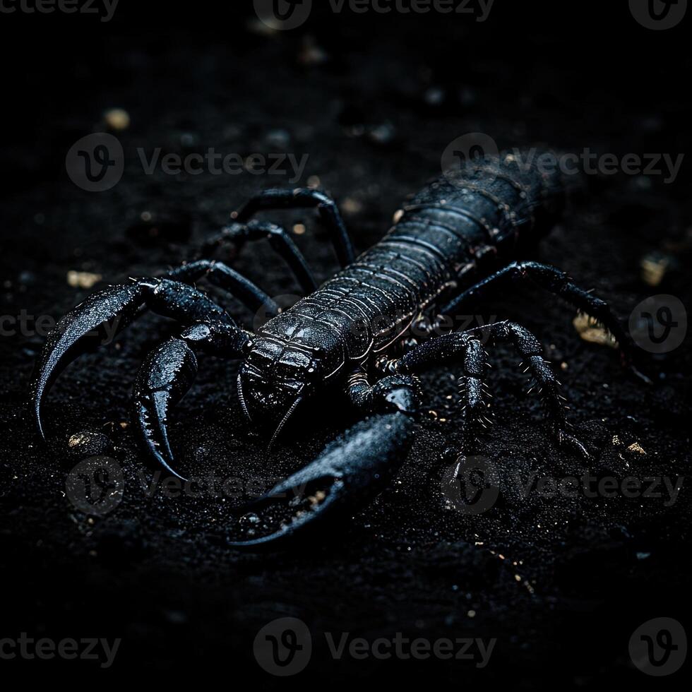 Scorpion isolated on black background photo