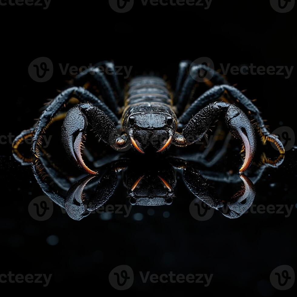 Scorpion isolated on black background photo