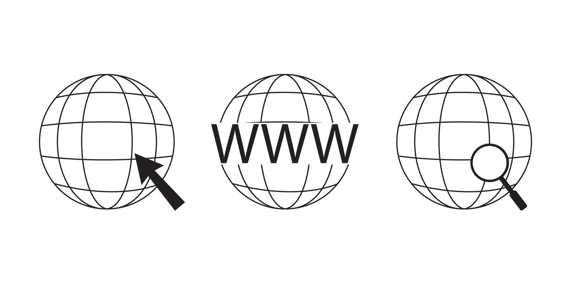 Set of website or web page icon . Containing online, network, internet, cyberspace, browser, site, connect, click button, connection, net, searching, globe vector