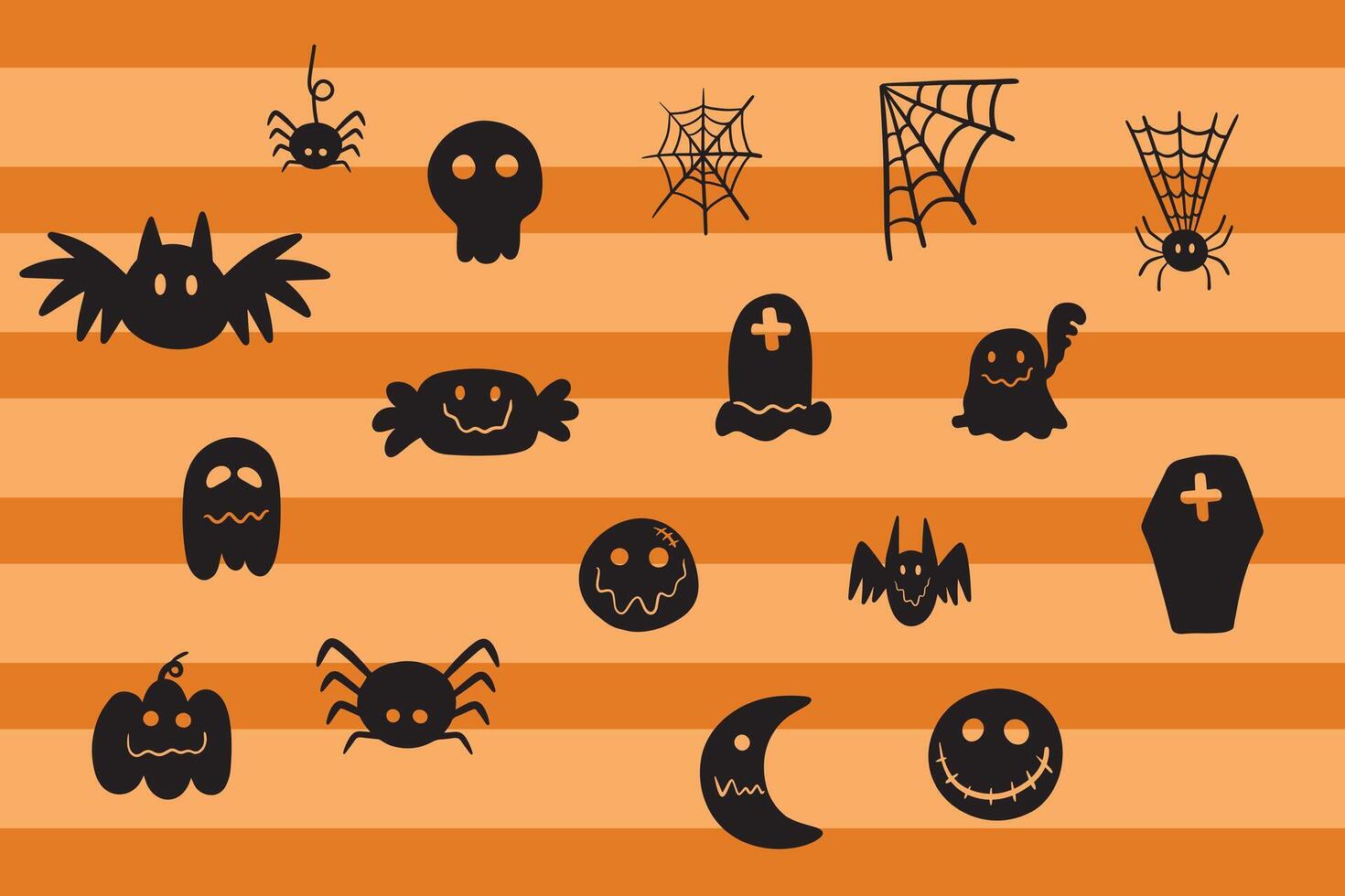 halloween element silhouette doodle vector
