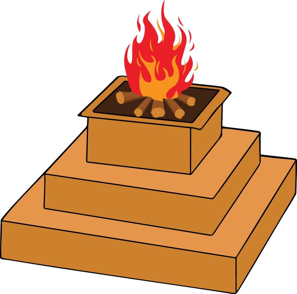 illustration of havan Kund or Hindu religion spiritual fire pit vector