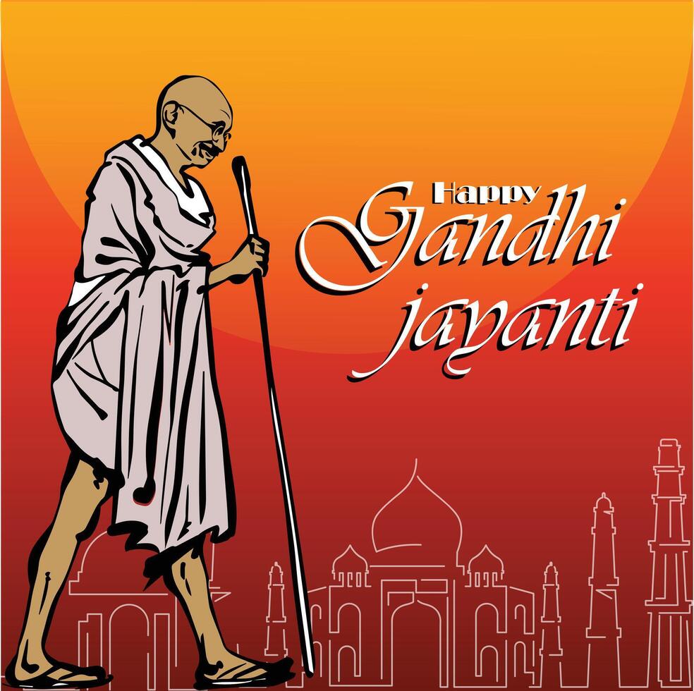 Gandhi Jayanti celebrated in 2nd October with background vector
