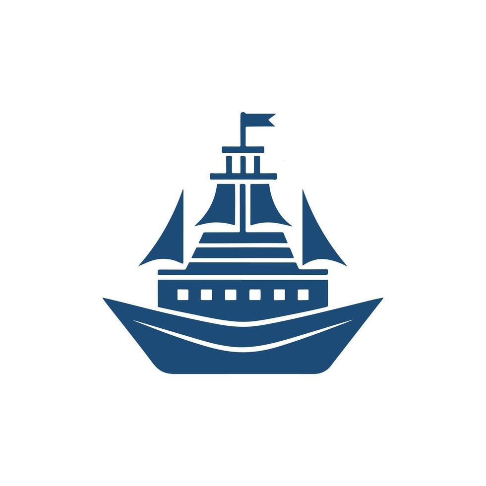blue ship icon art. vector