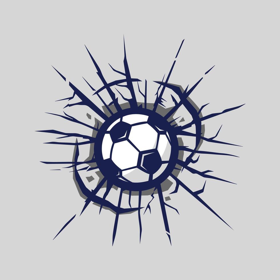 Ball Soccer hits wall with cracking effect vector