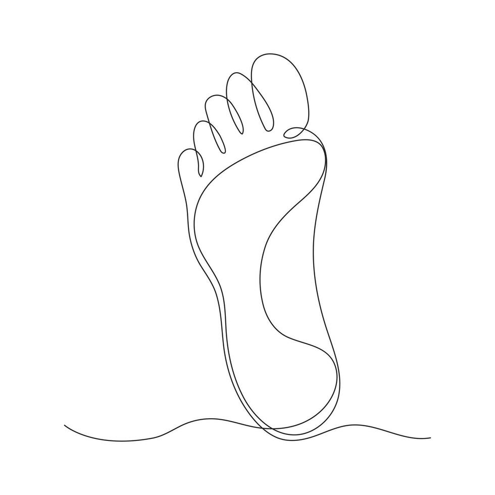 Continuous line drawing human footprint. Human linear foot symbol. illustration vector