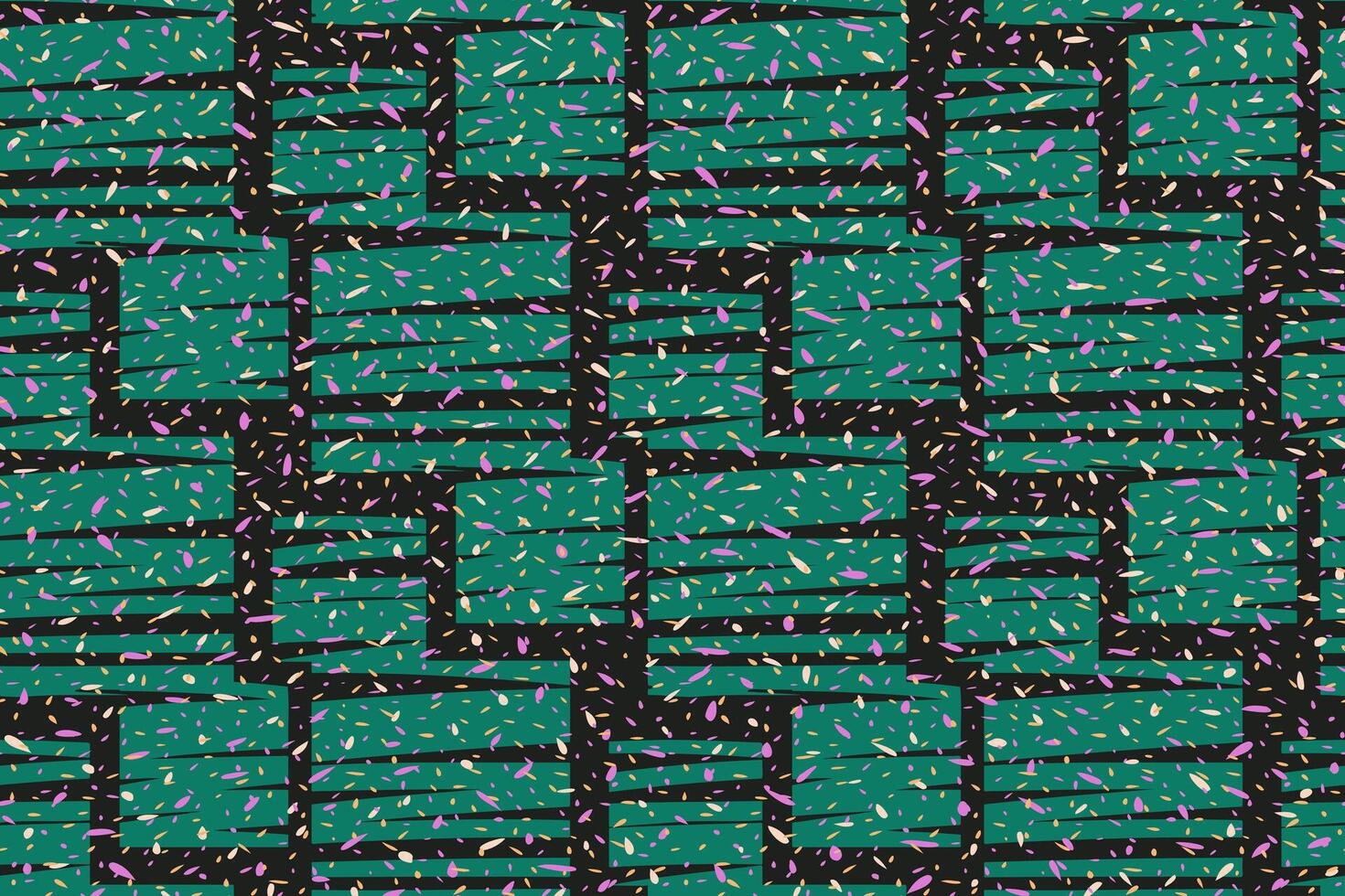 Abstract organic shapes square seamless pattern on a dark background. hand drawing unique green squares with spotted, drops, dots print. Simple contemporary minimalist texture ornament vector