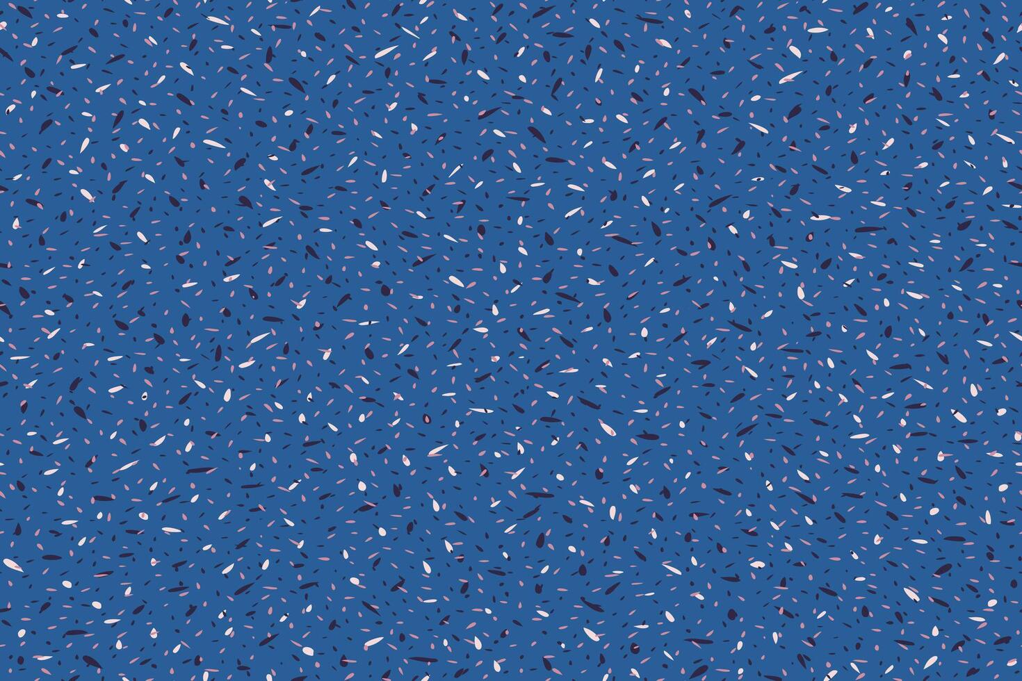 Painted spotted seamless pattern. Abstract shapes tiny spots, drop, dot, snowflakes. Plain texture ornament on a blue background. Polka dots, layered drops. hand drawn vector