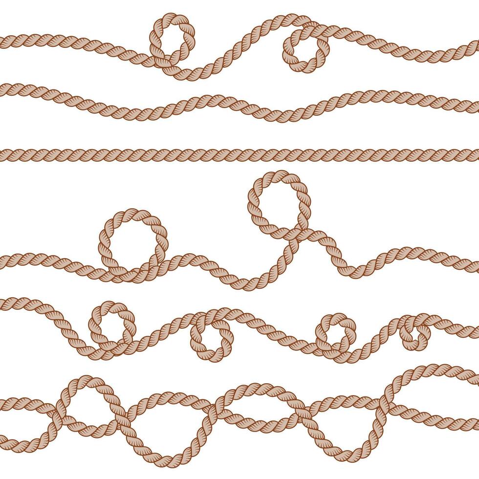 Set of tangled ropes isolated on white background vector