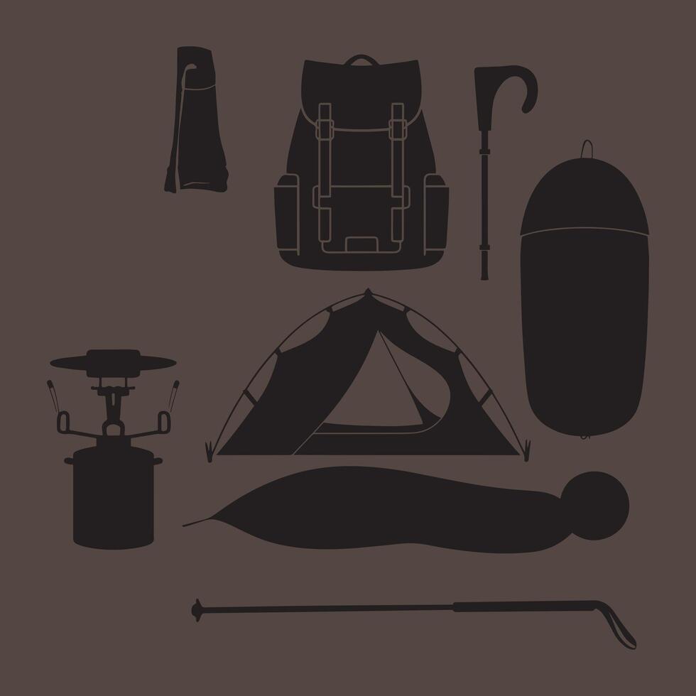 Outdoor equipment silhouette vector