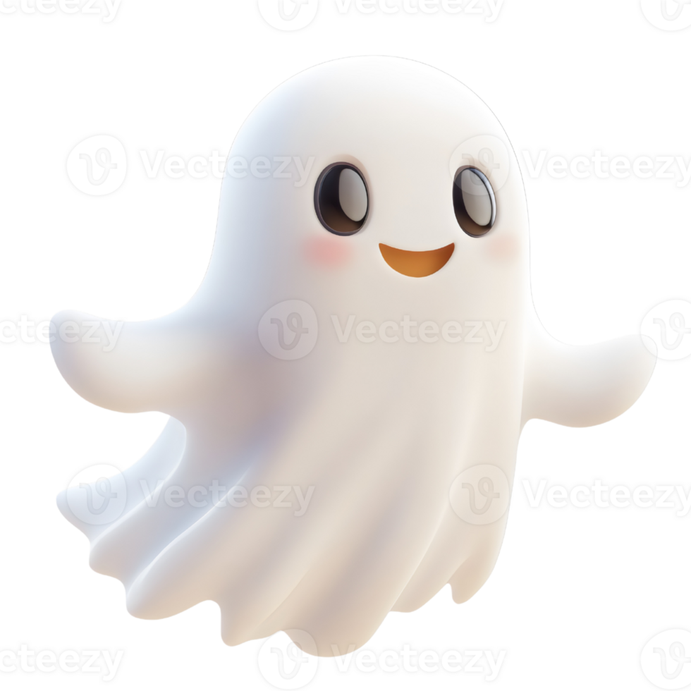 cute smiling cartoon ghosts with a playful, friendly look, AI-Generateds png
