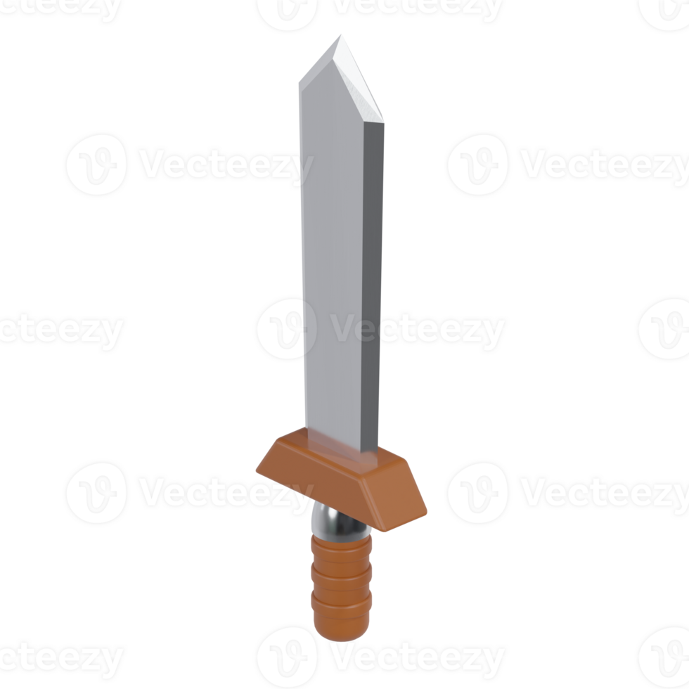 3d isometric wooden sword weapon combat medieval game ready asset icon png