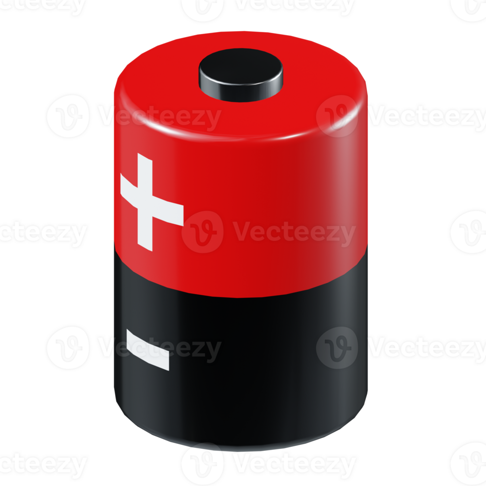 3d isometric red black lithium battery energy power icon png