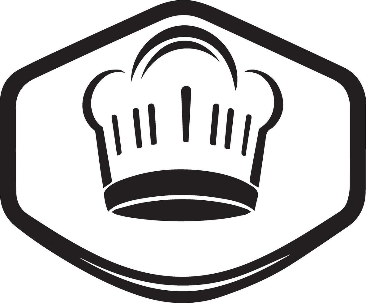 A logo for a culinary business, showcasing a chef's hat and crossed utensils in a simple, elegant style. vector