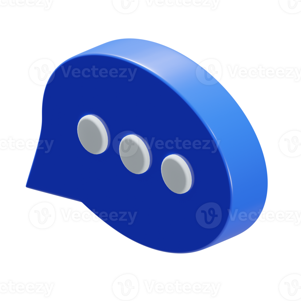 3d isometric blue bubble chat with three dots conversation messaging icon png