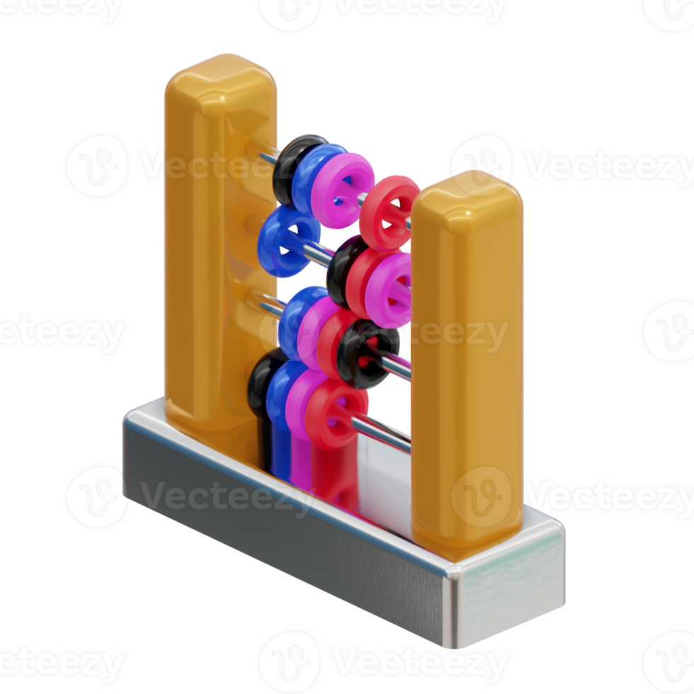 3d isometric abacus counting elementary school png