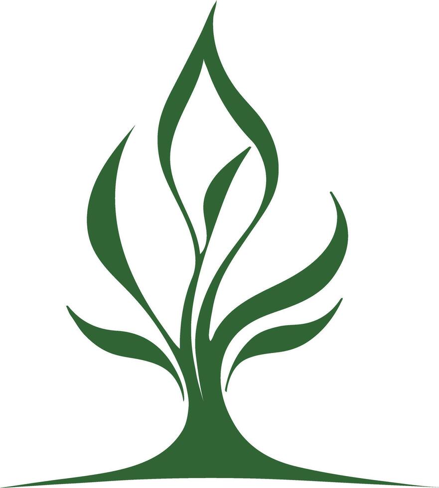 A logo for an eco-friendly brand, featuring a stylized leaf or tree symbol with clean, flowing lines. vector