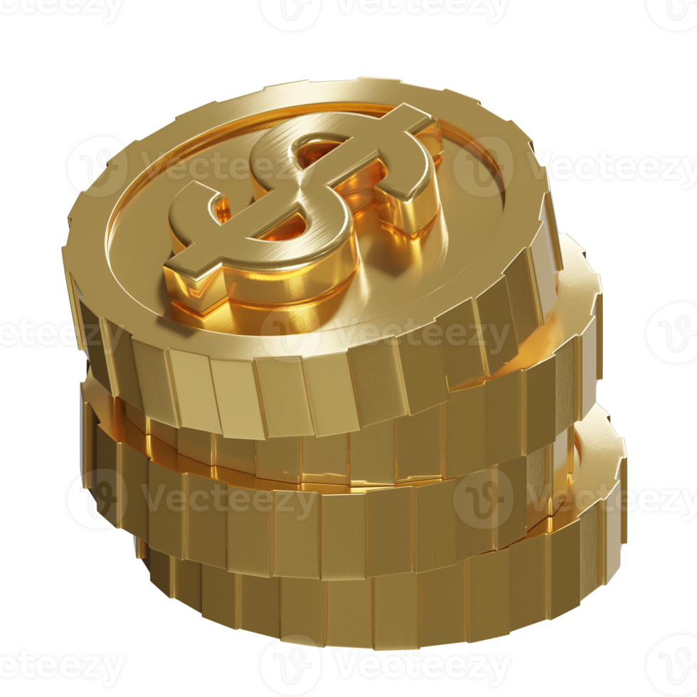 3d stacked gold dollar coin finance investment icon png