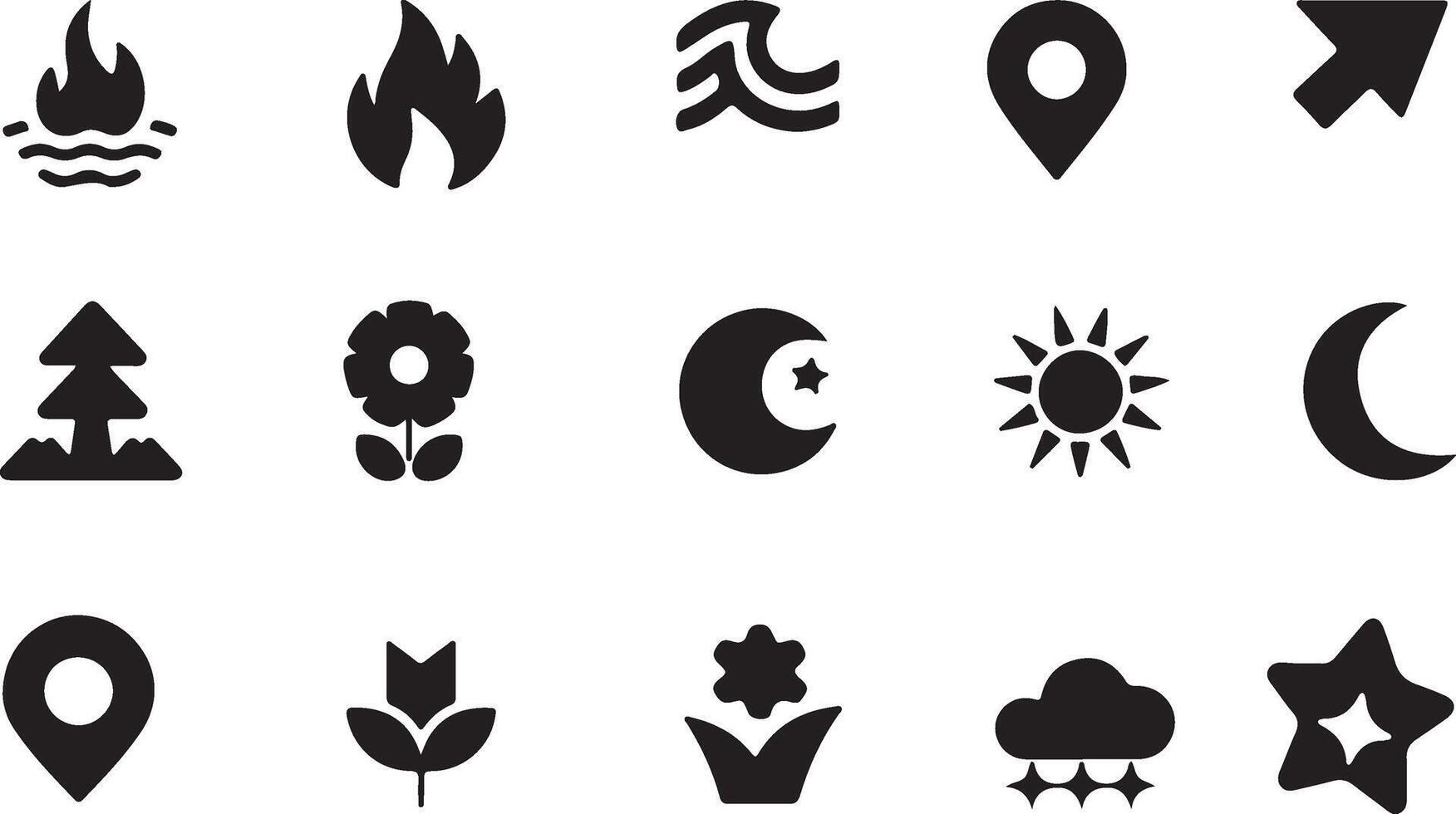 A set of minimalist logos with a silhouette style vector