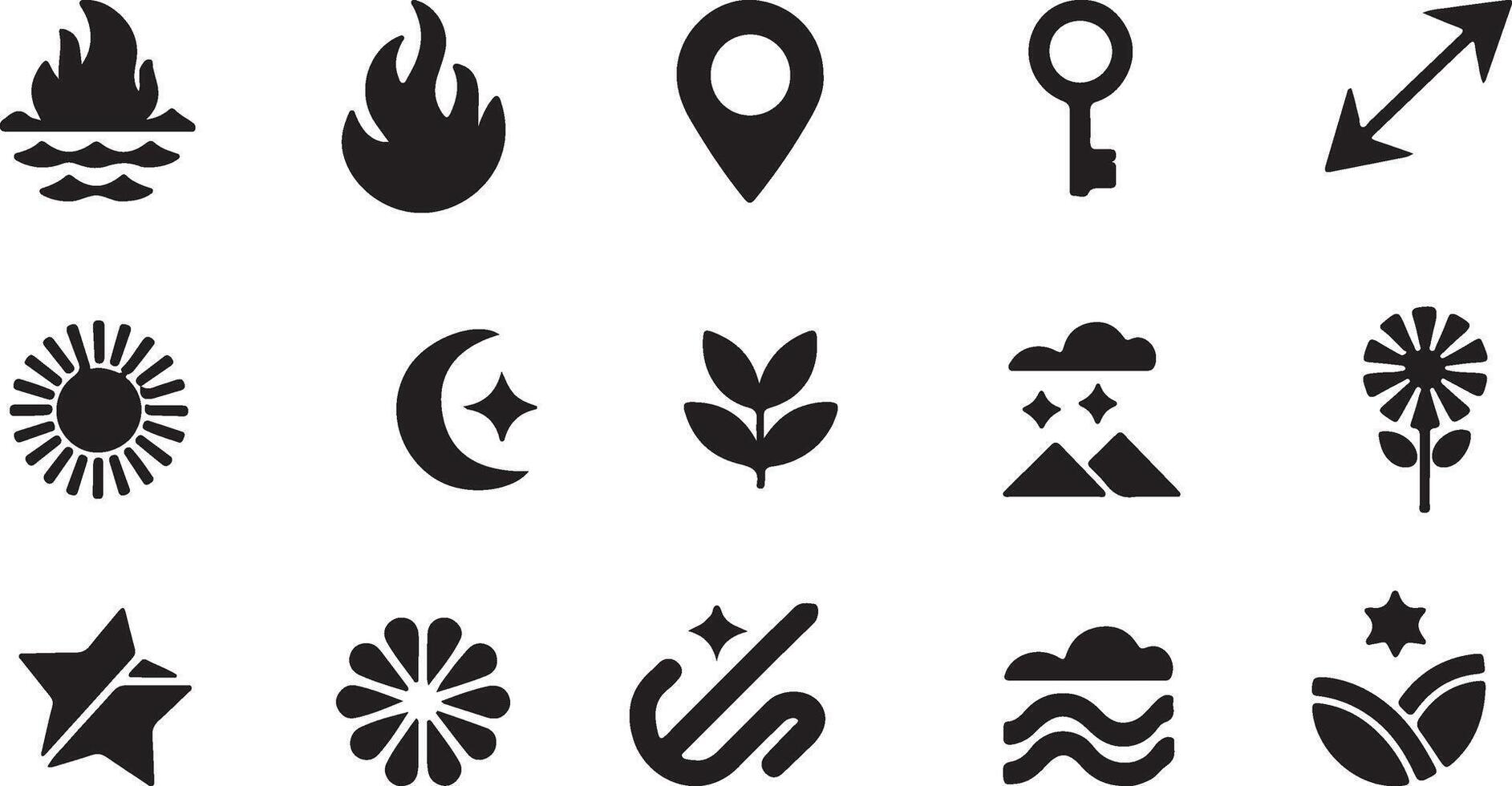 A set of minimalist logos with a silhouette style vector