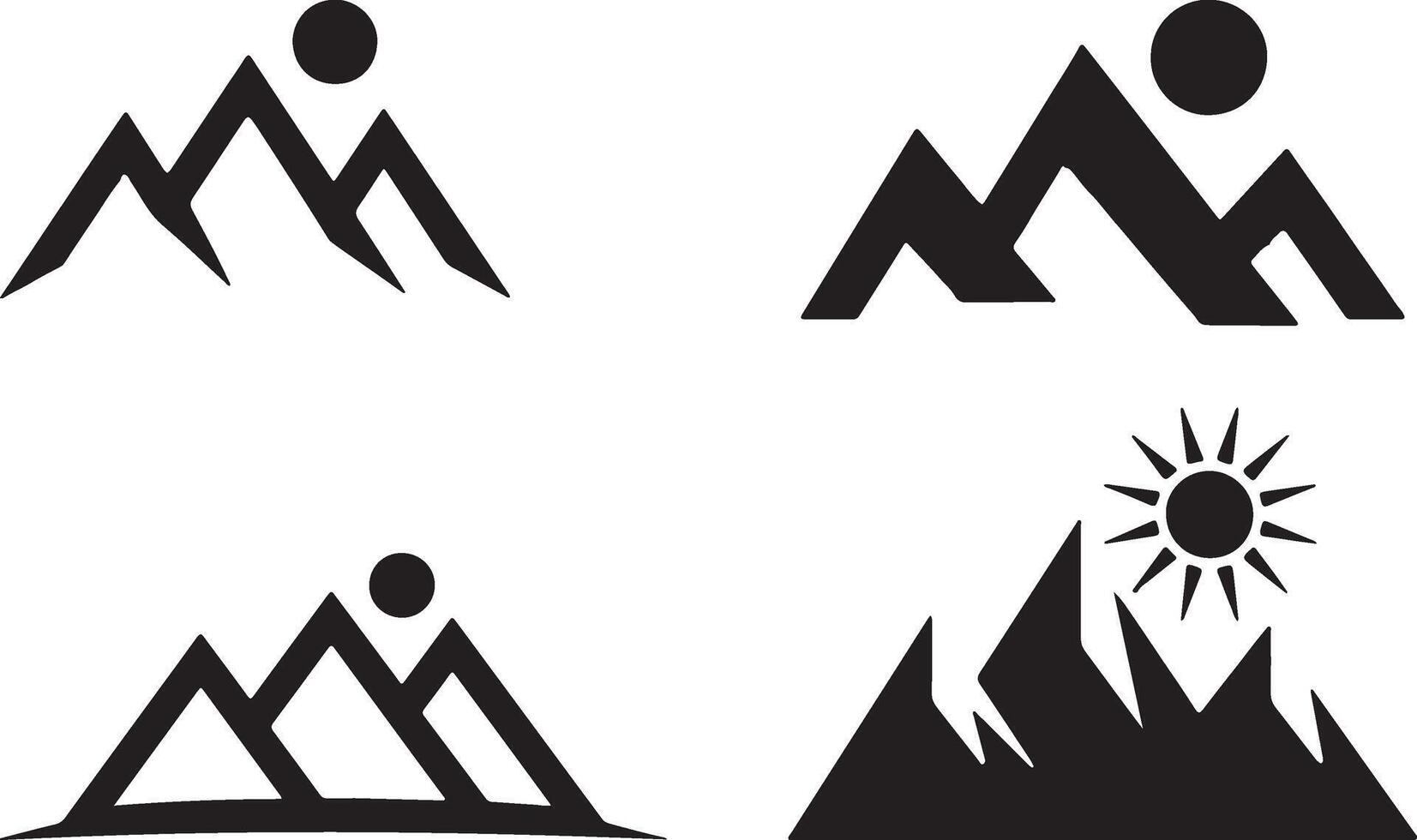Mountain logo set picture, mountain icon set. vector