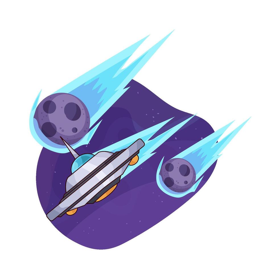 Sky Full of UFOs and Meteors illustration vector