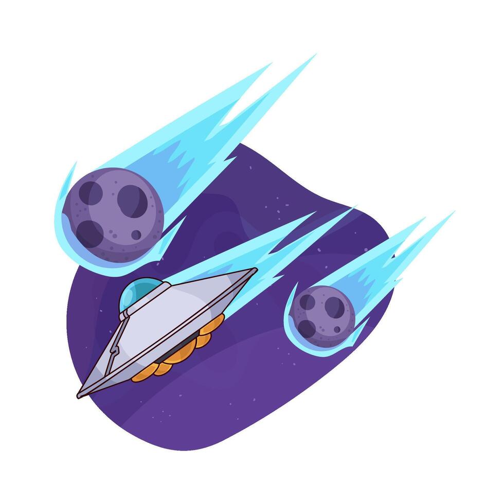 Sky Full of UFOs and Meteors vector
