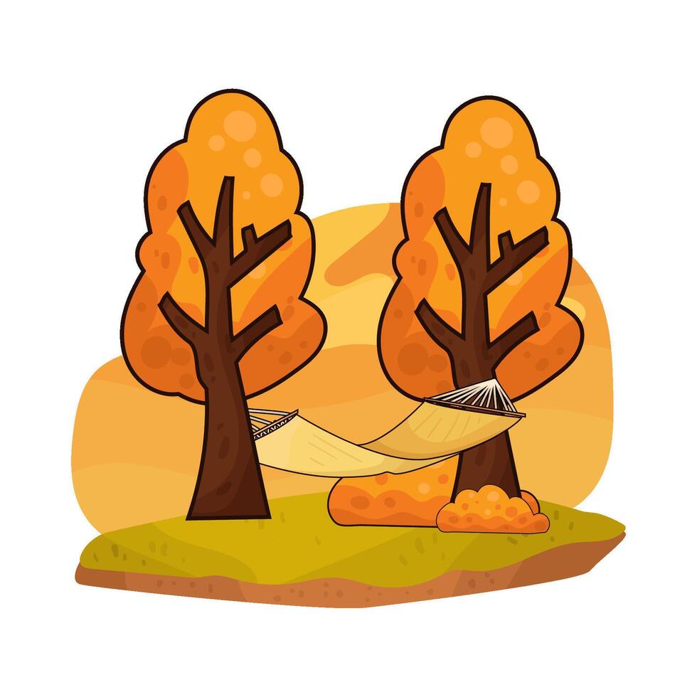 hammock between two trees illustration vector