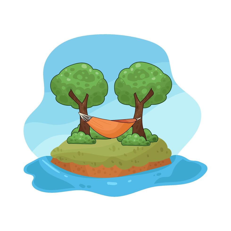 illustration of hammock among the trees vector