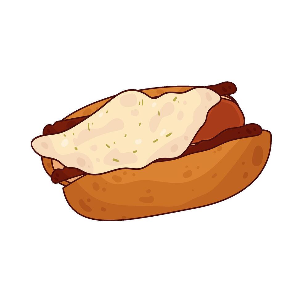 Melted Mozzarella Hotdog Delight vector