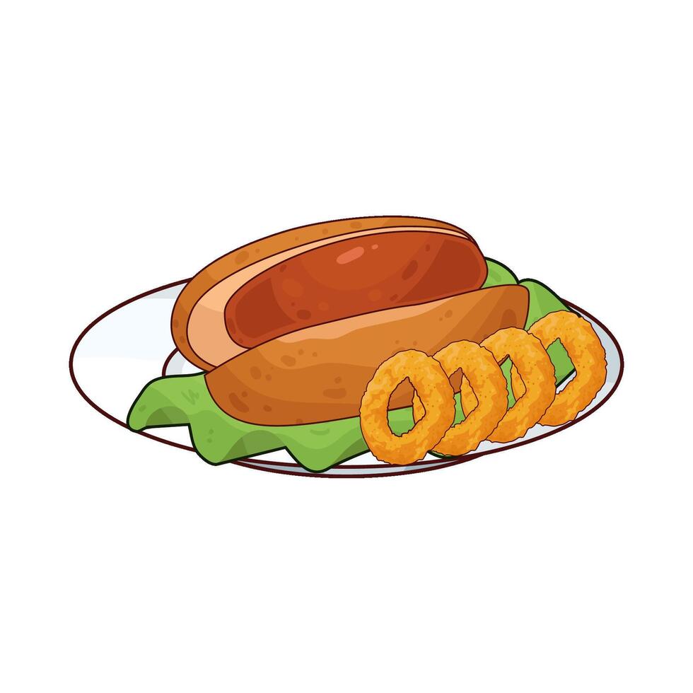 illustration of Enjoy Hotdogs and Onion Rings vector