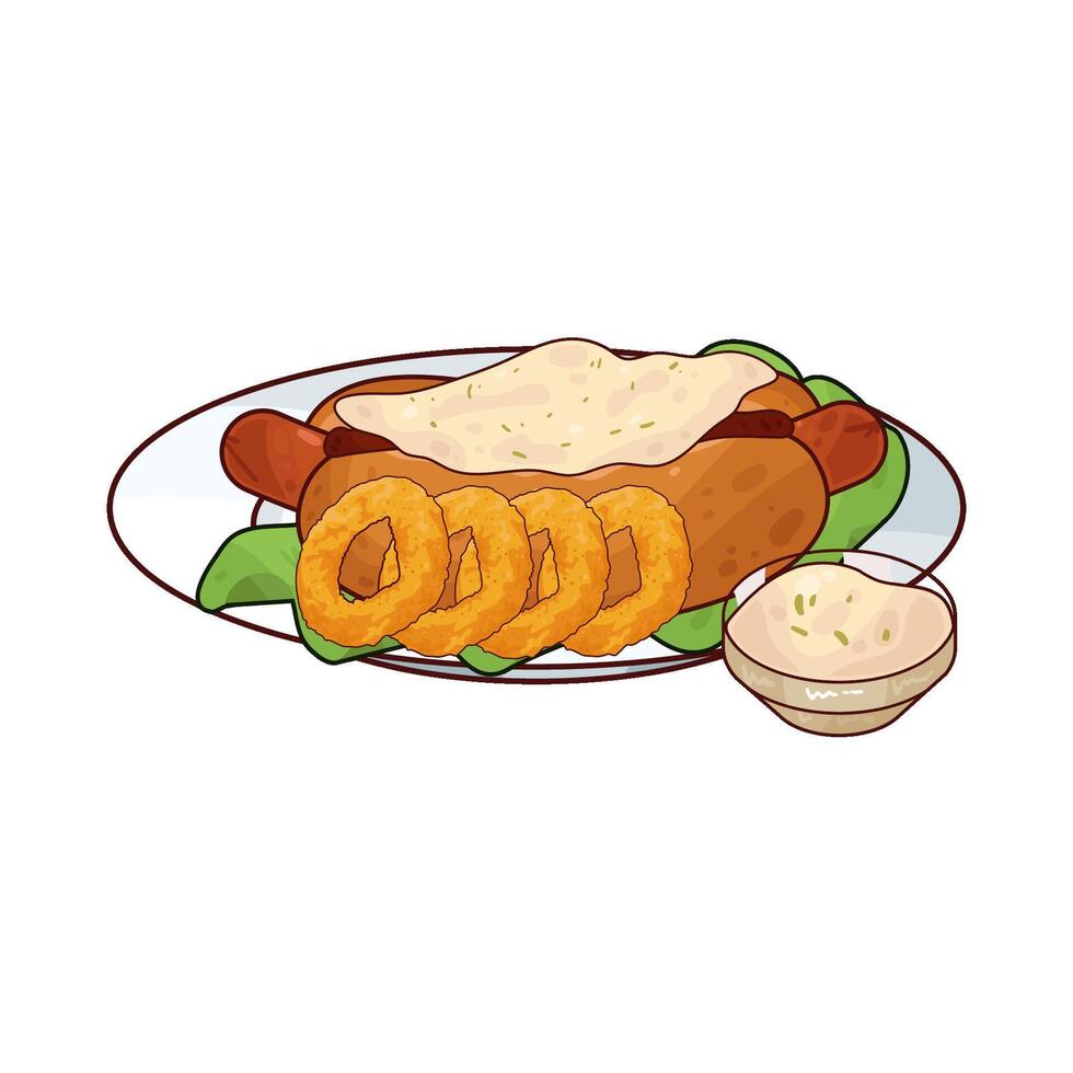 Hotdog and Onion Ring illustration vector