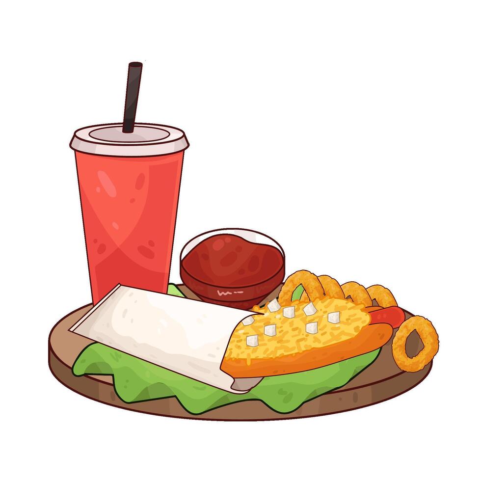Enjoy Hotdogs with soda vector