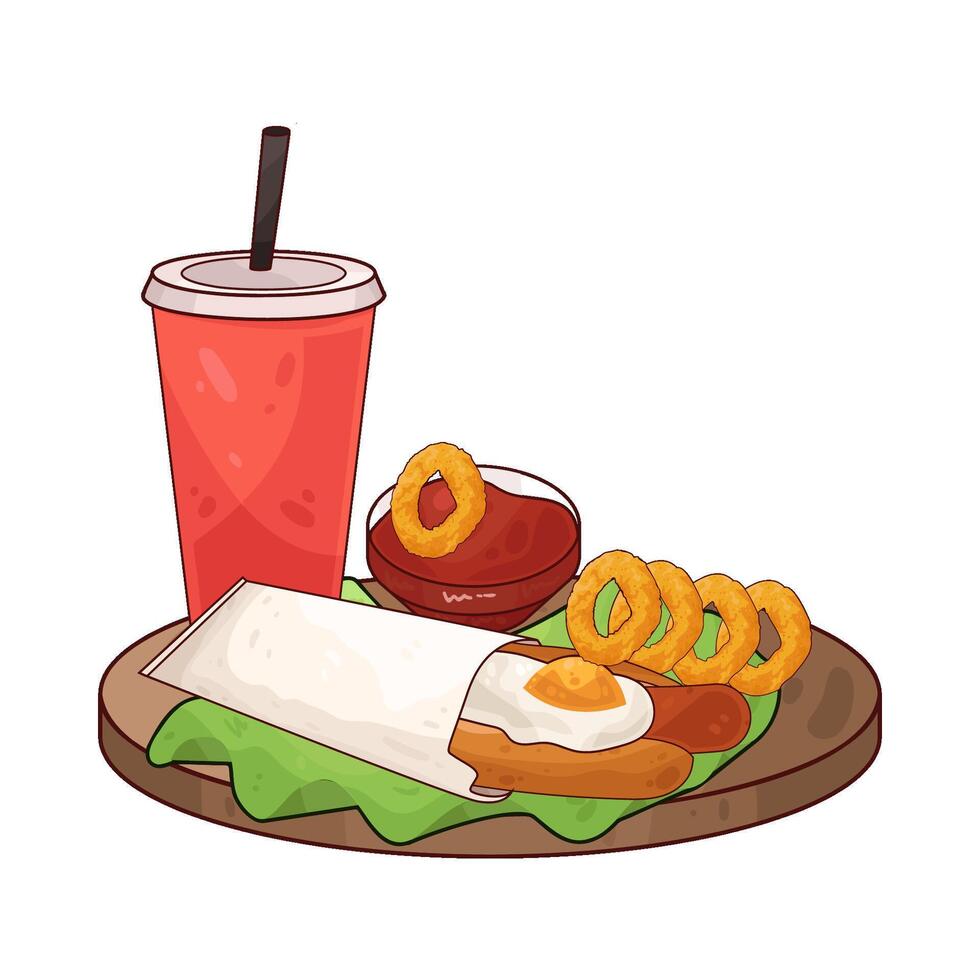 soda cup with hotdog vector