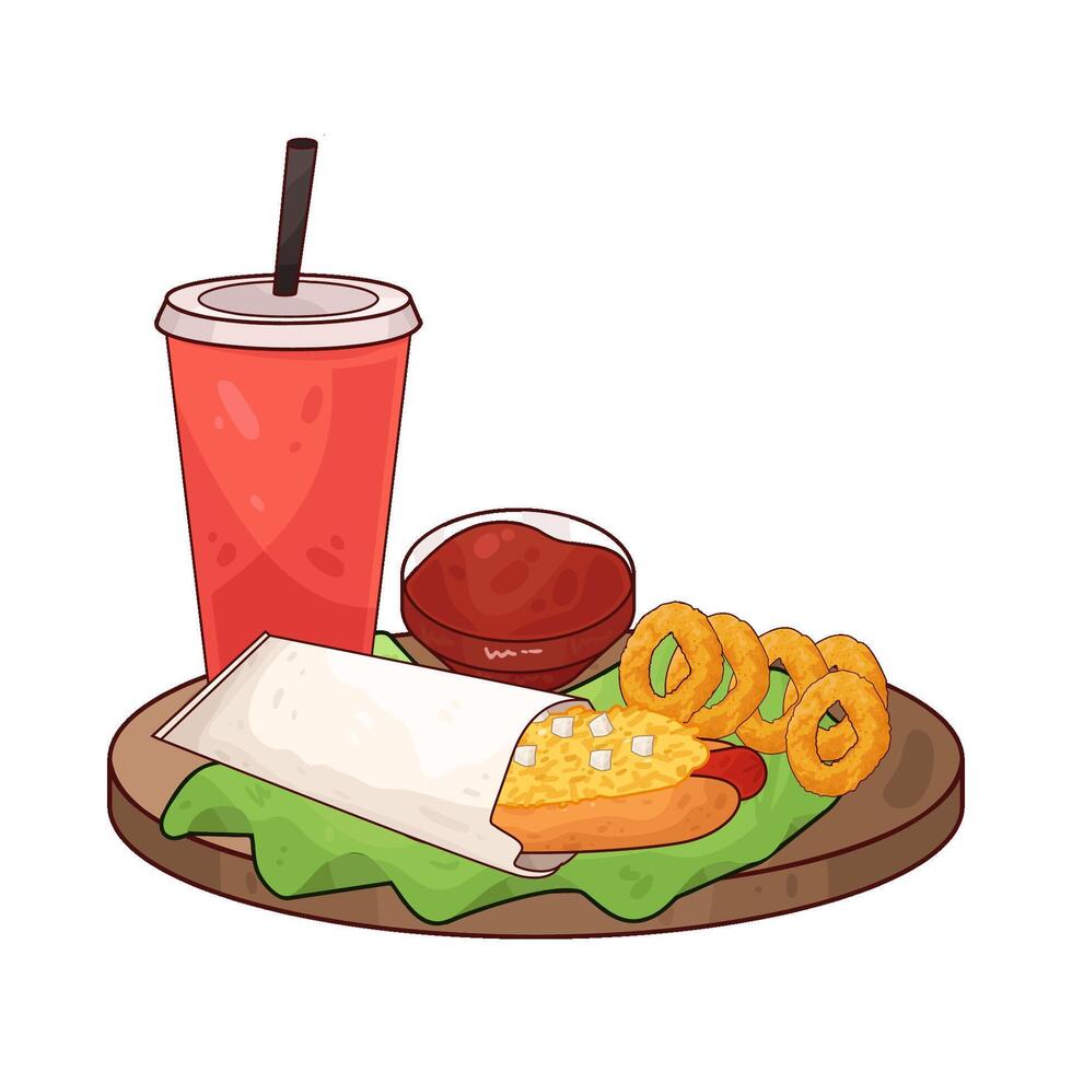 soda cup and hotdog vector